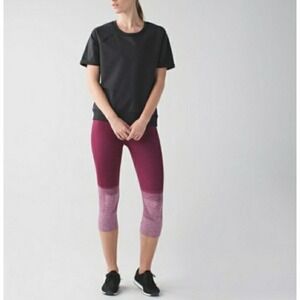 Lululemon Ebb To Street Tight II 21 Bordeaux Drama Ombre Crop Leggings Size 10
